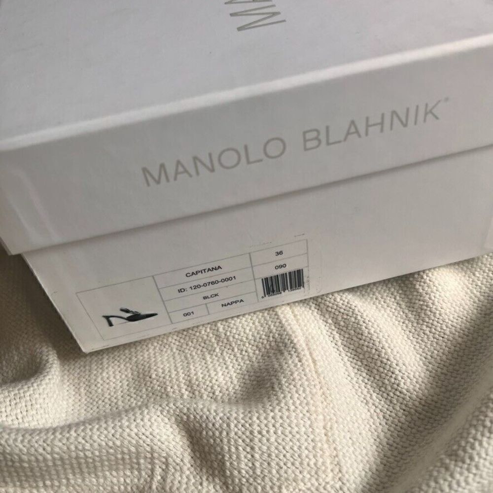 Manolo Blahnik Capitana Leather Buckle Mules Black 36 NEW - Picture 12 of 14